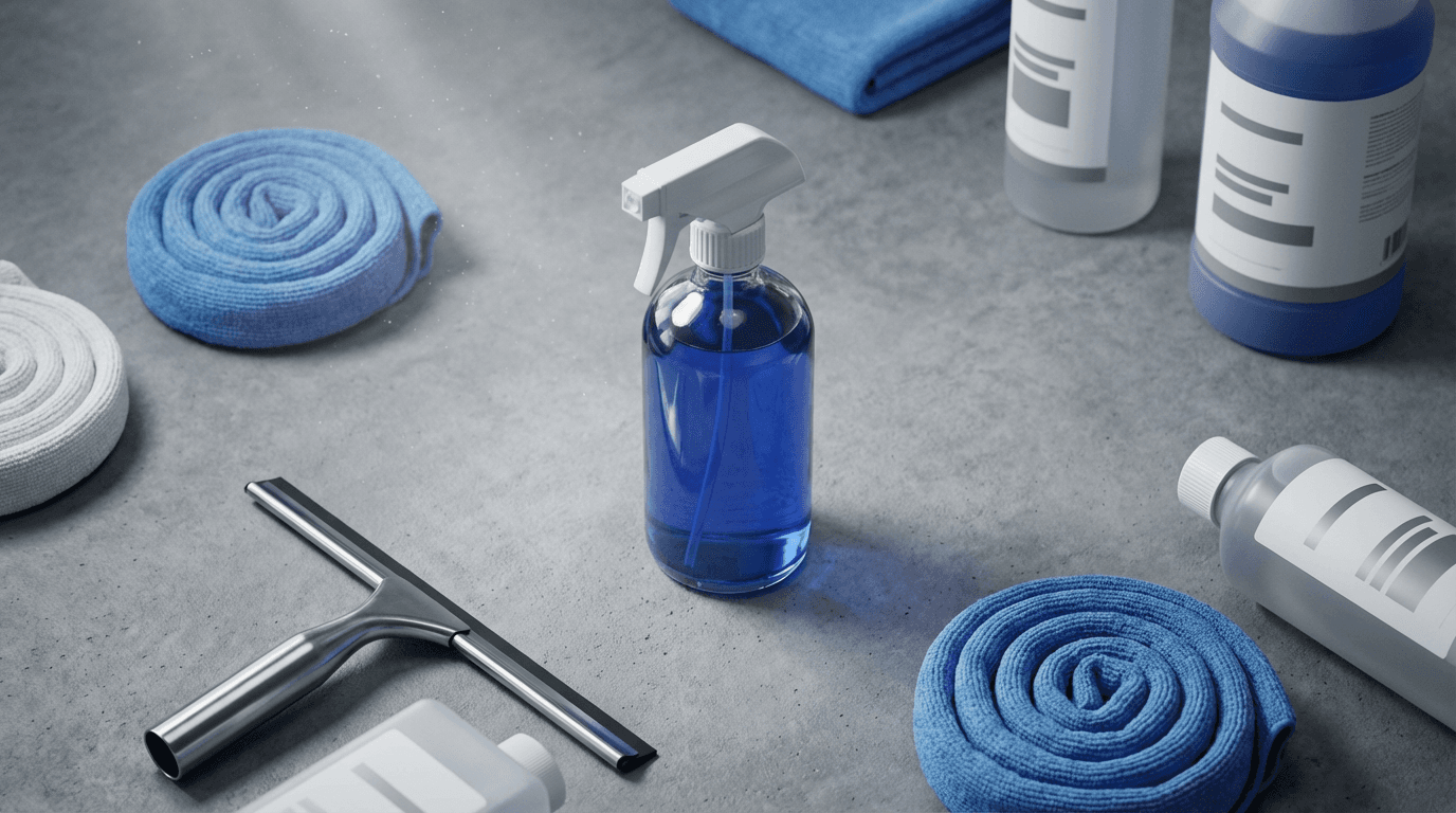 Matériel et fournitures de nettoyage professionnel organisés